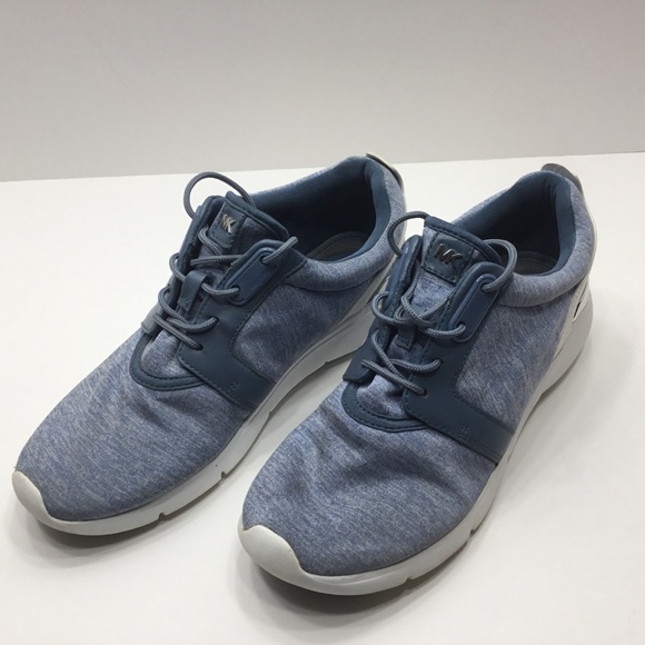 Michael Kors Shoes - Michael Kors Blue Sneakers for Women, Leather Accents,‎ Silver Logo, 8M EUC